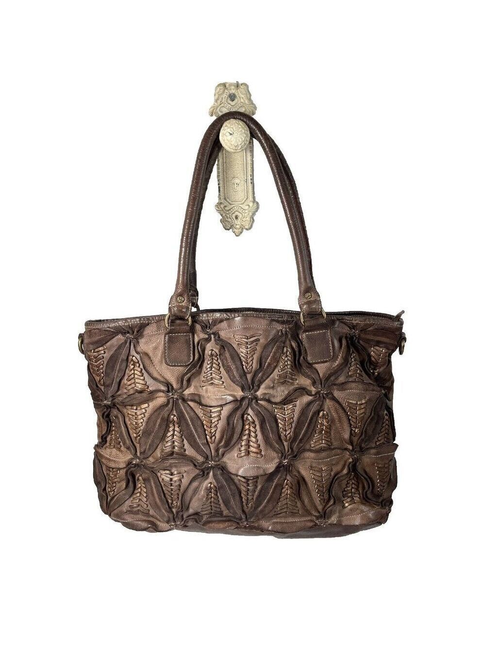 Amsterdam Heritage leather with floral  whipstitch detailing  purse